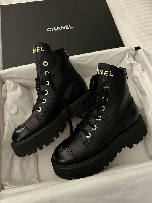 "CC" Lace Up Ankle Boots
