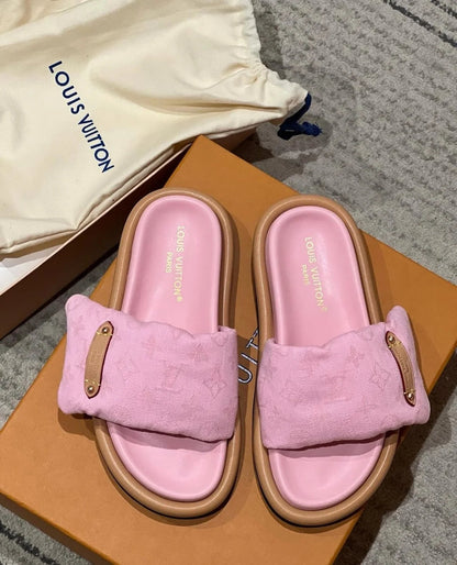 LV Sandalen Weiß Pink Braun