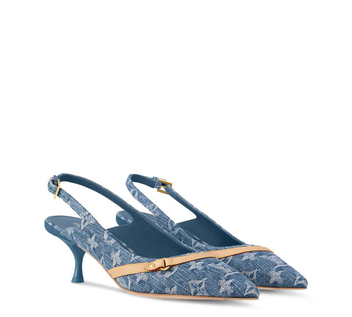 "LV" Slingback Pumps Denim