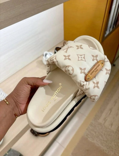 LV Sandalen Weiß Pink Braun